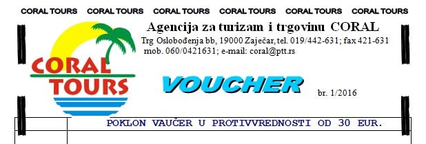 vaučer coral tours