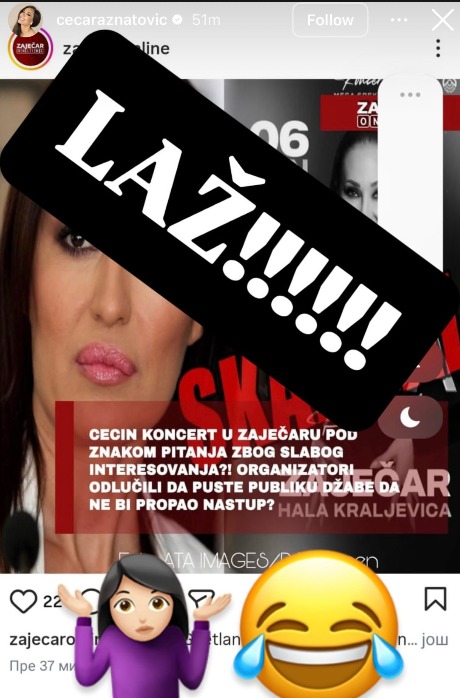 Ceca foto: Instagram printscreen
